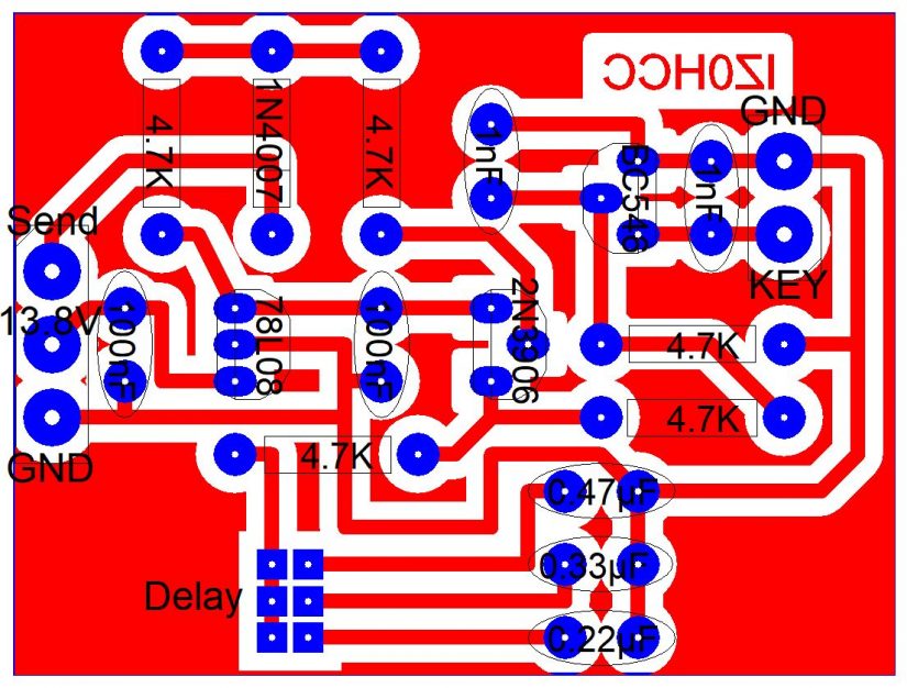 Amplifier Interface With Delay PCB Layout IZ0HCC