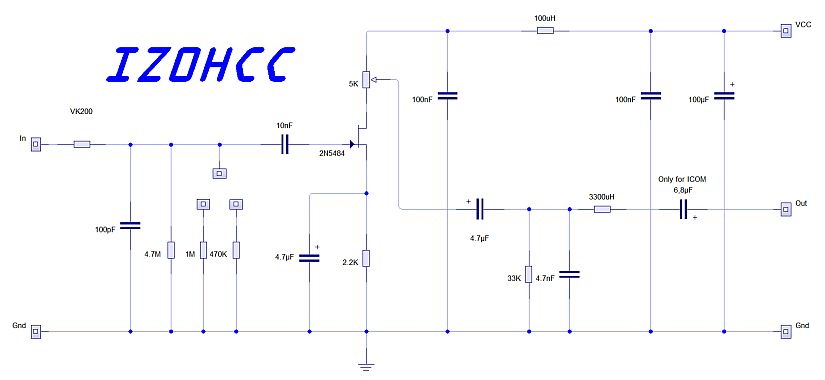 Ceramic SSB Microphone Schematic IZ0HCC